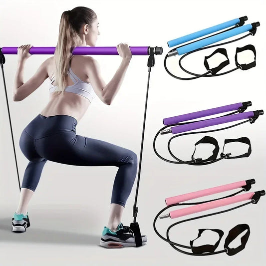 Barra de Pilates Portátil com Banda de Resistência