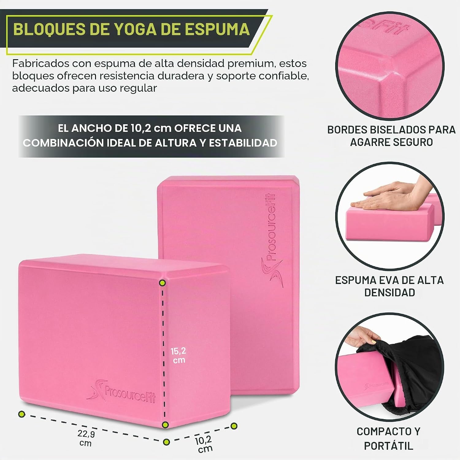 Blocos de Yoga em Espuma EVA Pack de 2 — Alta Densidade