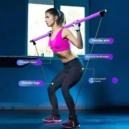 Barra de Pilates Portátil com Banda de Resistência